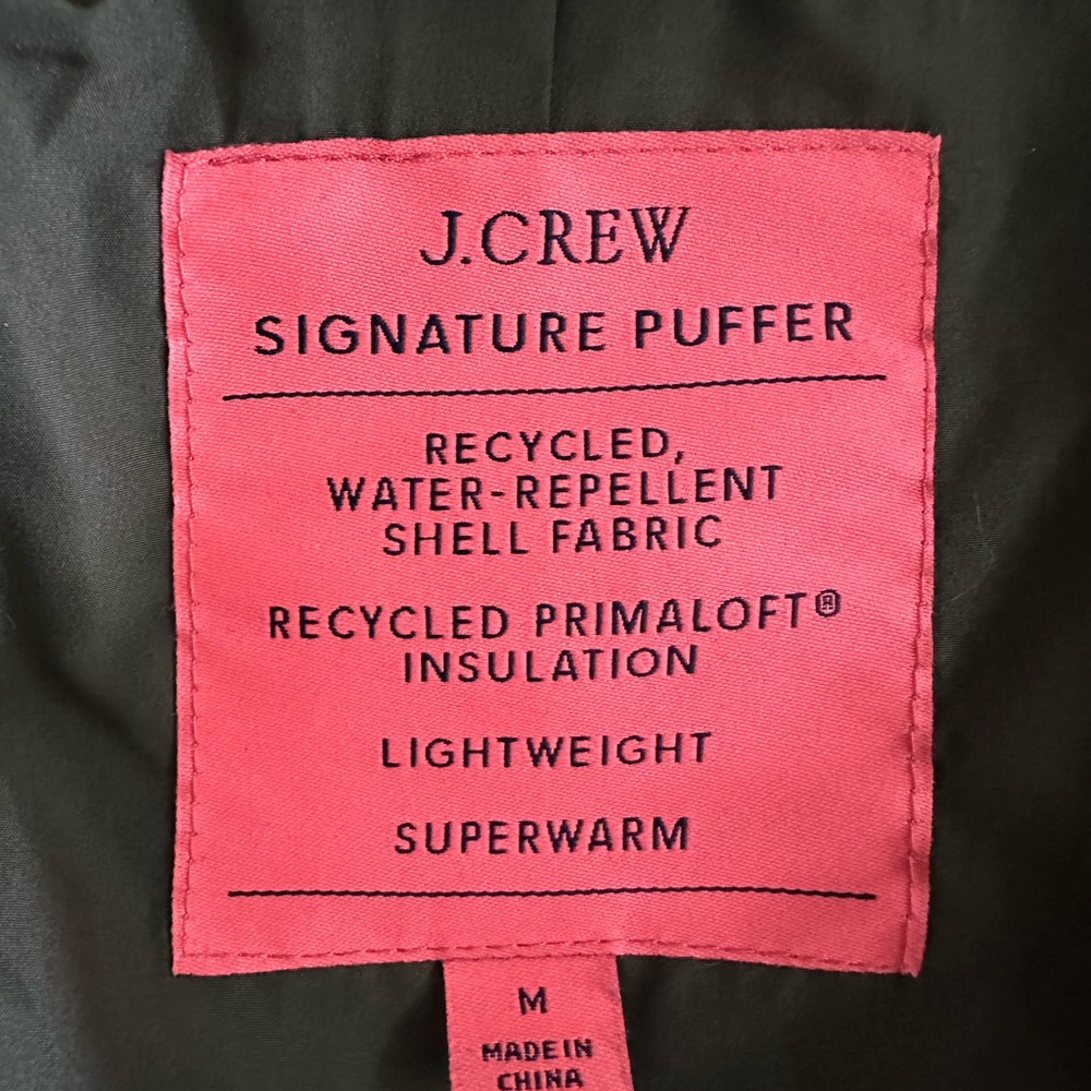 J. Crew Signature Puffer Coat Navy with Gold Accents size Medium - Picture 8 of 12